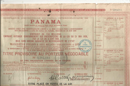 TITRE PROVISOIRE Au Porteur Négociable De Une Obligation Libérée De 60 Francs , CANAL DE PANAMA, Frais Fr : 1.95e - Navy