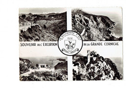Delcampe - Cpm 06 EZE Souvenir De L'Excursion Grande Corniche Belvédère Poste De Secours Départemental Blason MORIENDO RENASCOR - Eze