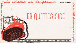 BUVARD - "BRIQUETTES SICO" Et Chat - Demandez-les A Votre Marchand De Charbon - Gas, Garage, Oil