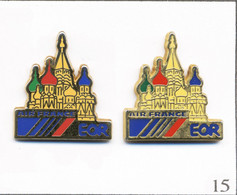 LOT 2 Pin's Aviation - Air France EOR (Extrême Orient Russie). Tons Jaune Différents. Est. Moret S.A. Zamac. T794-15 - Avions