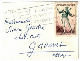 CLERMONT FERRAND Carte De Visite Mignonnette 12 F Figaro Yv 957 Ob Mécanique 1955 - Briefe U. Dokumente