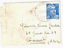 AUBIERE Puy De Dôme Carte De Visite Mignonnette 15 F Gandon Bleu Yv 886 Ob 1954 - Lettres & Documents