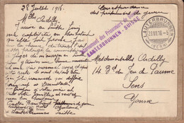 CARTE POSTALE DE LAUTERBRUNNEN POUR SENS YONNE , GRIFFE " INTERNEMENT PRISONNIERS DE GUERRE LAUTERBRUNNEN SUISSE " 1916 - Covers & Documents
