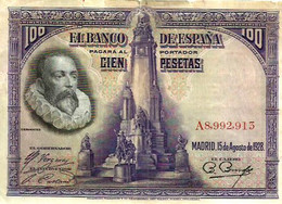 SPAIN 100 PESETAS MAN FRONT MEN BACK DATED 15-08-1928 F+ P76 READ DESCRIPTION !! - 100 Peseten
