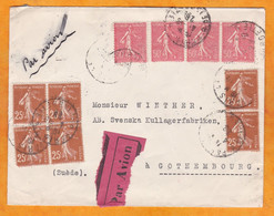 1928 - Enveloppe Par Avion De Paris Vers Goteborg Gothembourg, Sverige Suede - Via Malmo - Affrt 3 F 50 - 1960-.... Covers & Documents