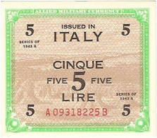 Italia - Occupazione Alleata 5 Lire 1943 Flc - Occupation Alliés Seconde Guerre Mondiale