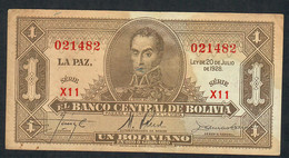 BOLIVIA P128  1 BOLIVIANO  1928 #X11 Signature 22   VF - Bolivia