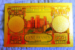 ★ MAROC : BILLET POLYMER " OR " AVEC COULEURS DU 100 FRANCS ANNEES 1950 ★ - Morocco