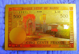 ★ MAROC : BILLET POLYMER " OR " AVEC COULEURS DU 500 FRANCS ANNEES 1950 ★ - Morocco