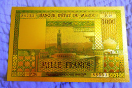 ★ MAROC : BILLET POLYMER " OR " AVEC COULEURS DU 1000 FRANCS ANNEES 1950 ★ - Maroc