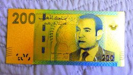 ★ MAROC : BILLET POLYMER " OR " AVEC COULEURS DU 200 DIRHAMS ★ - Morocco