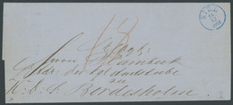 SCHLESWIG-HOLSTEIN 1861, KIEL, Blauer K1 Und Handschriftlich 18 Auf Brief Nach Bordesholm, Pracht - Prephilately