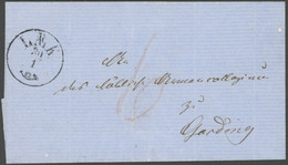 SCHLESWIG-HOLSTEIN LAEK, K1 Mit Posthorn Auf Briefhülle (1860) Nach Garding, Pracht, Kurzbefund C.A. Møller - Prephilately