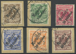 DP IN MAROKKO 1-6 BrfStk,o , 1899, Steiler Aufdruck, Prachtsatz, Mi. 120.- - Morocco (offices)