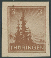 THÜRINGEN 92AYz1U **, 1945, 3 Pf. Orangebraun, Spargummierung, Dickes Papier, Steigende Papierstreifung, Ungezähnt, Prac - Other & Unclassified