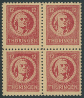 THÜRINGEN 97AXar VB **, 1945, 12 Pf. Karminrot, Vollgummierung, Hellchromgelbes Papier, Dicke Gummierung, Type I, Im Vie - Other & Unclassified