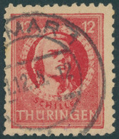 THÜRINGEN 97AXbat O, 1945, 12 Pf. Dunkelbräunlichrot, Vollgummierung, Gelblichgraues Papier, Zahnfehler, Feinst, R!, Kur - Other & Unclassified