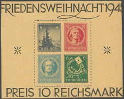 THÜRINGEN 103-06t **, 1945, Herzstück Block Weihnachten, Gelblichgraues Papier, Postfrisch, Pracht - Other & Unclassified