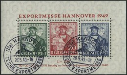 AMERIK. U. BRITISCHE ZONE Bl. 1a O, 1949, Block Exportmesse, Sonderstempel, Pracht, Mi. 250.- - Other & Unclassified