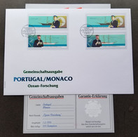 Portugal - Monaco Joint Issue Prince Albert I 1996 Ship (joint FDC) *dual PMK *guaranty Card - Brieven En Documenten