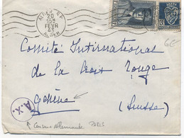 ALGERIE  - N°168 +181 /Lettre D'ALGER Pour LA SUISSE ,Controlée Par La Censure All .à PARIS : A.X.Violet Dans Un Cercle - Lettres & Documents