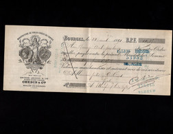 BOURGES 1891 - Lettre De Change Illustrée 189 - Manufactures De Toiles Cirées Du Centre - CHEDIN & Cie - Bills Of Exchange