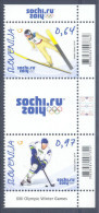 New Neu Slovenia Slovenie Slowenien 2014 Olympic Games Sochi Olympische Spiele; Hockey; Ski Jumping Set + Label MNH - Winter 2014: Sochi