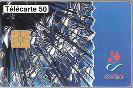 CARTE-PUBLIC-MONACO-50U-MF47-GEM A-12/97-EXPO LISBO 98-Série 9003-UTILISE-BE - Mónaco