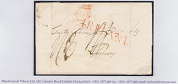 Ireland Guernsey 1807 Medium Red IRELAND Handstamp On Cover Dublin To Priaulx In Guernsey Rated "1/6" - Préphilatélie