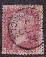 GB Line Engraved  Victoria Perf 14 1d Red  Large Crown Used. Stowmarket Cds.  Perforaions Missing At Left - Gebraucht