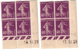 40c Semeuse Yvert 236, Paire E+F Du 15-10-28, ** - ....-1929