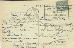 1924- C P A Affr.15 C Oblit. Frankers " JEUX OLYMPIQUES /PARIS / MAI-JUIN-JUILLET / 1924 " De PARIS  / GARE SAINT LAZARE - Estate 1924: Paris
