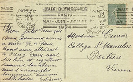 1924- C P A Affr.15 C Oblit. KRAG " JEUX OLYMPIQUES /PARIS / MAI-JUIN-JUILLET / 1924 " De PARIS 5 / 1,Avde La RPUBLIQUE - Summer 1924: Paris