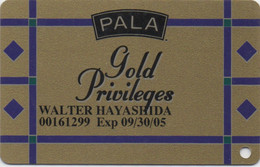 Pala Casino CA : Gold Privileges - Casino Cards