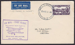 FIRST FLIGHT 1932 WELLINGTON - HOKITIKA WEST COAST * - Luftpost