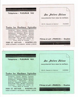 2 Buvard ATELIERS FALISSE Machines Agricoles Filtres à Lait Marco Faucheuses Semeuses Batteuses Charrues Carte De Voeux - Agriculture