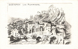 04 Sisteron Vue Générale Les Remparts Gravure - Sisteron