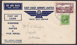 1935 EAST COAST AIRWAYS ASHBURTON - NAPIER FLIGHT COVER * - First Flight Covers