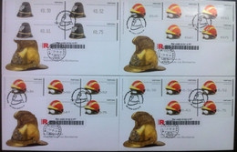 Portugal - ATM Machine Stamps - FDC (cover) X 4 - BOMBEIROS / FIREMEN 2008 - Registered, Cancel Braga - Franking Machines (EMA)