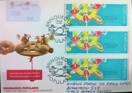 Portugal - ATM Machine Stamps - FDC (cover) - BRINQUEDOS POPULARES GALINHAS 1995 - Circulated, Registered, Cancel Braga - Franking Machines (EMA)