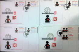 Portugal - ATM Machine Stamps - FDC (cover) X 4 - CORAÇÃO / CARDIOLOGIA 2005 - CORREIO AZUL Registered, Cancel Braga - Maschinenstempel (EMA)