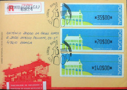 Portugal - ATM Machine Stamps - FDC (cover) - ESPIGUEIROS 1991 - Circulated, Registered, Cancel Braga - Maschinenstempel (EMA)