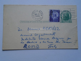 D178795 USA -Postal Stationery Cancel - Ca 1957 Detroit - Res. Lab. Children's Fund Of Michigan -to Dennis Kertész -Rome - 1941-60