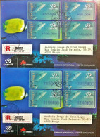 Portugal - ATM Machine Stamps - FDC (cover) X 2 - EXPO'98 1998 - Circulated, Registered, Cancel Braga - Franking Machines (EMA)