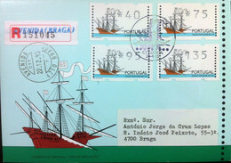 Portugal - ATM Machine Stamps - FDC (cover) - GALEÃO PORTUGUÊS 1995 - Circulated, Registered, Cancel Braga - Machines à Affranchir (EMA)