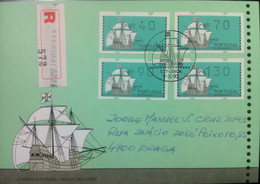 Portugal - ATM Machine Stamps - FDC (cover) - NAU PORTUGUESA 1993 - Circulated, Registered, Cancel Braga - Maschinenstempel (EMA)