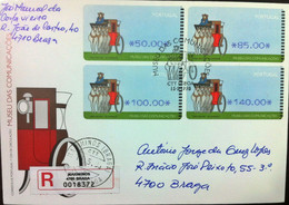 Portugal - ATM Machine Stamps - FDC (cover) - MUSEU DAS COMUNICAÇÕES 1998 - Circulated, Registered, Cancel Braga - Máquinas Franqueo (EMA)