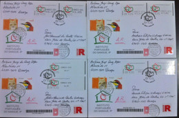 Portugal - ATM Machine Stamps - FDC (cover) X 4 - I. P. SANGUE 2008 - CORREIO AZUL Circulated, Registered, Cancel Braga - Machines à Affranchir (EMA)