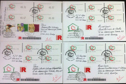 Portugal - ATM Machine Stamps - FDC (cover) X 4 - I. P. SANGUE 2008 - Circulated, Registered, Cancel Braga - Frankeermachines (EMA)