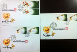 Portugal - ATM Machine Stamps - FDC (cover) X 3 - EURO'04 2004 (futebol / Football) - Registered, Cancel Braga - Frankeermachines (EMA)